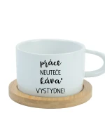 PRÁCE NEUTEČE, KÁVA VYSTYDNE! - bílý hrníček makronka 200 ml