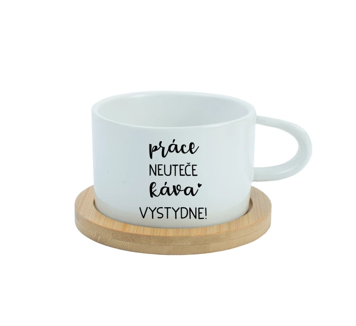 PRÁCE NEUTEČE, KÁVA VYSTYDNE! - bílý hrníček makronka 200 ml