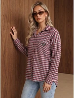 Dámska bavlnená košeľa s červeným kockovaným vzorom FashionStreet DY0503 Dámska bavlnená košeľa s červeným kockovaným vzorom FashionStreet DY0503
