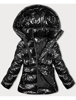 Lesklá dámska bunda s kapucňou Black (5M3172-392)
