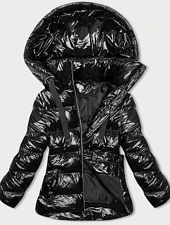 Lesklá dámska bunda s kapucňou Black (5M3172-392)