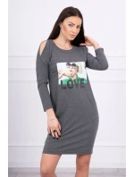 Šaty s potiskem Love v grafitové barvě