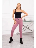 Pruhované legíny s vysokým pasem tmavě růžové