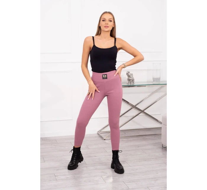 Pruhované legíny s vysokým pasem tmavě růžové