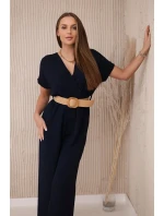 Kombinéza s ozdobným opaskom v páse námornícka farba Kombinéza s ozdobným opaskom v páse námornícka farba