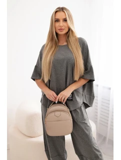 Súprava bavlnená blúzka + nohavice Grafit