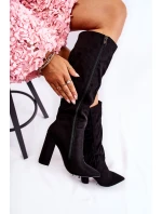 semišové kozačky s třásněmi Černé model 21593023 - Boto