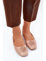 Lakierowane Eleganckie Baleriny Damskie Z Ozdobnym Detalem Vinceza 17377 Beżowe