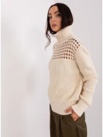 Sweter TO SW model 18959564 jasny beżowy - FPrice Sweter TO SW model 18959564 jasny beżowy - FPrice