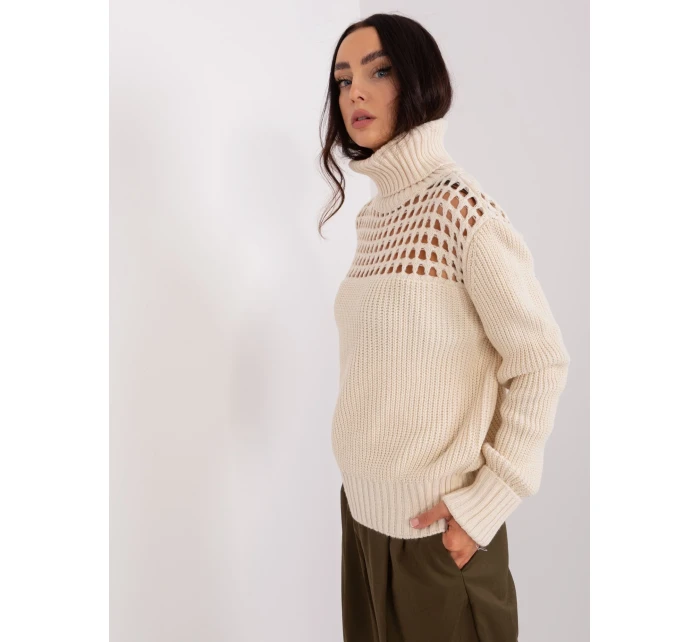 Sweter TO SW model 18959564 jasny beżowy - FPrice Sweter TO SW model 18959564 jasny beżowy - FPrice