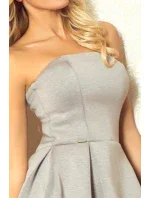 Dámske spoločenské neoprén šaty korzetové GORZET krátke sivé - Šedá / L - Numoco