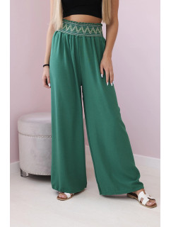 Kalhoty s širokým elastickým pasem zelený