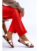 kožené sandály na suchý zip Zlaté model 21617359 - Zazoo