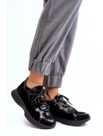 Kožené lakované dámské sportovní boty model 21638323 Černé - Zazoo