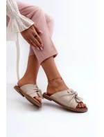 Dámske ploché papuče na podpätku Beige Nelvira