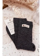 Dámske teplé vlnené ponožky s aplikáciou - tmavosivé Dámske teplé vlnené ponožky s aplikáciou - tmavosivé