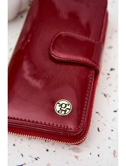 Lakovaná dámska kabelka so zlatými detailmi Evlinne - červená