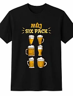 Pánske bavlnené tričko s potlačou - MY SIX PACK - čierne