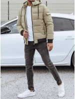 Pánská prošívaná zimní bunda s kapucí béžová Dstreet model 21980212 - FashionStreet