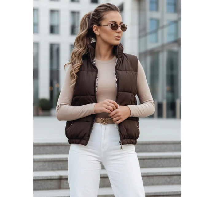 Dámská prošívaná vesta hnědá Dstreet model 21990653 - FashionStreet