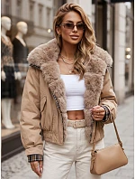 Krótka kurtka damska z  beżowa model 22341035 - FashionStreet