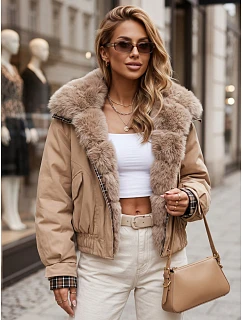 Krótka kurtka damska z  beżowa model 22341035 - FashionStreet
