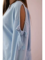 Súprava mikiny s mašľou na rukávoch a legínami modrá Súprava mikiny s mašľou na rukávoch a legínami modrá