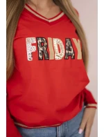 Dámska mikina s červeným flitrovým nápisom