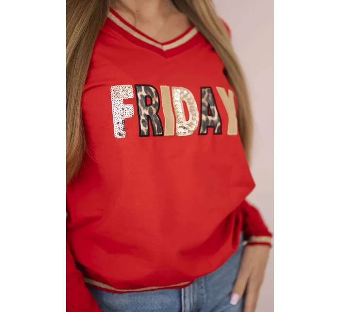 Dámska mikina s červeným flitrovým nápisom