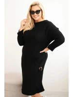 Dámské šaty Plus Size s oversized kapsami černá model 21393366 - K-Fashion