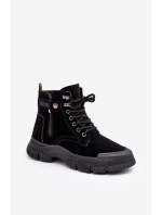 Ocieplane Zamszowe Damskie Botki Trapery Czarne Jailina Ocieplane Zamszowe Damskie Botki Trapery Czarne Jailina