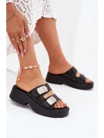 Dámské pantofle s pásky eko kůže černé model 21699326 - Boto Dámské pantofle s pásky eko kůže černé model 21699326 - Boto