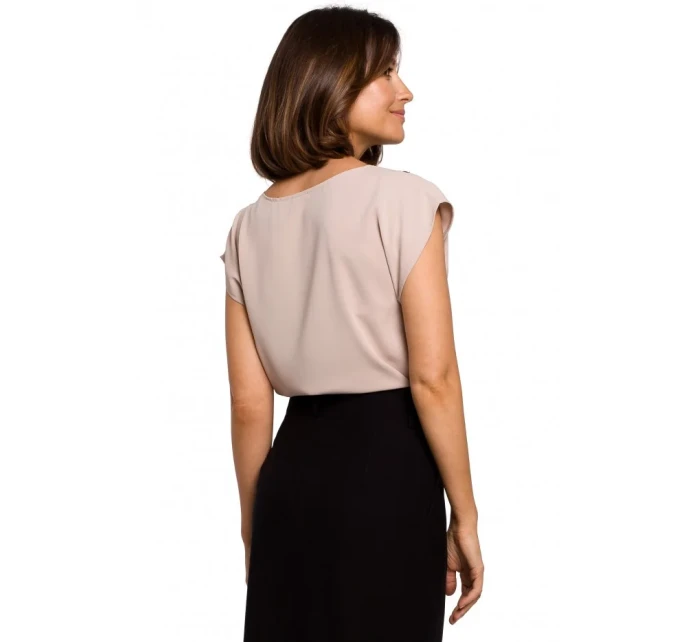 S206 Top s čipkovým výstrihom - béžový