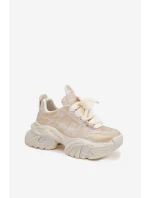 Dámske kožené tenisky SS2N4009 zlaté - GOE Dámske kožené tenisky SS2N4009 zlaté - GOE