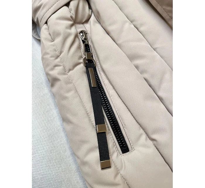 Dámska zimná bunda s ozdobným prešívaním S'west light beige (B8307-46)
