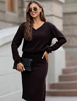 Pletená súprava so sukňou čokoládová (82103)