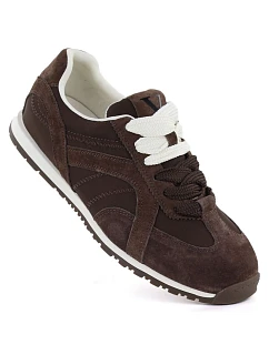 Dámské semišové hnědé kožené polobotky model 22068887 - VINCEZA