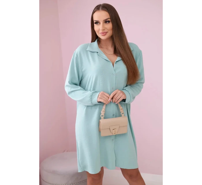 Dlhá košeľa s viskózou tmavej mentolovej farby Dlhá košeľa s viskózou tmavej mentolovej farby