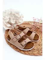 Dětské sandálky na korkové platformě se suchým zipem béžové model 21663958 - Boto Dětské sandálky na korkové platformě se suchým zipem béžové model 21663958 - Boto