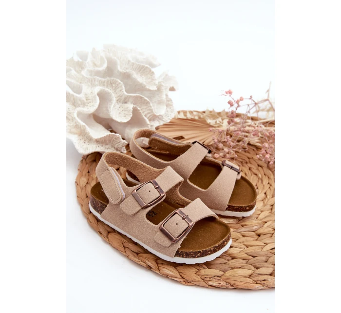 Dětské sandálky na korkové platformě se suchým zipem béžové model 21663958 - Boto Dětské sandálky na korkové platformě se suchým zipem béžové model 21663958 - Boto