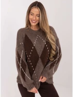 Sweter MI SW model 21782618 ciemny bezowy - FPrice Sweter MI SW model 21782618 ciemny bezowy - FPrice