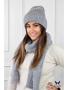 Súprava čiapky a šálu K.23.230.06 sivá - Kamea