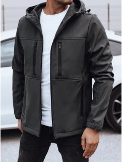 Pánská přechodná softshellová bunda s kapucí tmavě šedá Dstreet model 21980023 - FashionStreet