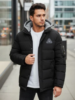 Pánska zimná bunda s kapucňou čierna FashionStreet TX5091