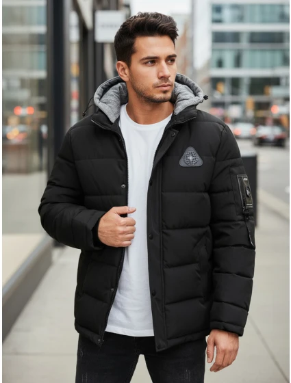 Pánská zimní bunda s kapucí černá Dstreet model 21993599 - FashionStreet