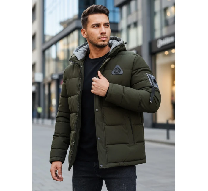 Pánská zimní bunda s kapucí zelená Dstreet model 21993605 - FashionStreet