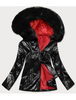 Ľahká čierna dámska zimná metalická bunda (721ART)