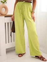 Mušelínové nohavice so širokými nohavicami kiwi