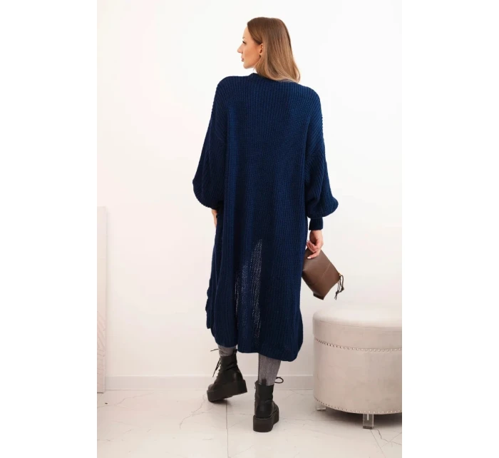Dlouhý kardigan svetr světle model 21345047 modrý - K-Fashion