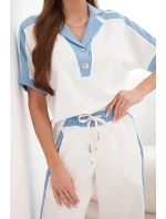 Dámska súprava s polokošeľou a širokými džínsovými nohavicami Butter and denim